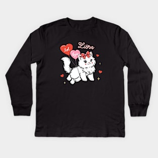 Libra Sassy Valentines Kitty Kids Long Sleeve T-Shirt